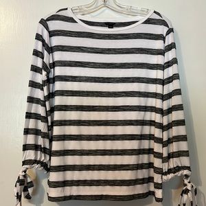 Ann Taylor Petite Striped Long Sleeve Relax Top